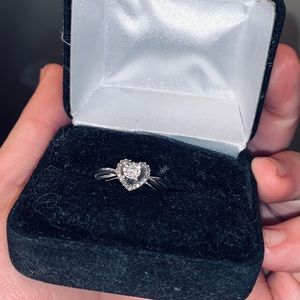 Silver And Heart Shaped Diamond Ring